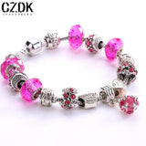 Fashion 925 Sterling Silver Field of Daisies Murano Glass&Crystal European Charm Beads Fits Pandora