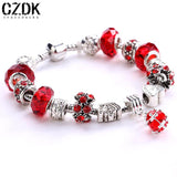 Fashion 925 Sterling Silver Field of Daisies Murano Glass&Crystal European Charm Beads Fits Pandora