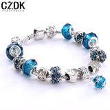 Fashion 925 Sterling Silver Field of Daisies Murano Glass&Crystal European Charm Beads Fits Pandora
