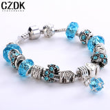 Fashion 925 Sterling Silver Field of Daisies Murano Glass&Crystal European Charm Beads Fits Pandora