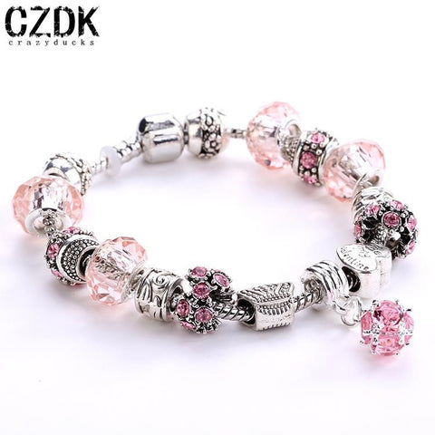 Fashion 925 Sterling Silver Field of Daisies Murano Glass&Crystal European Charm Beads Fits Pandora