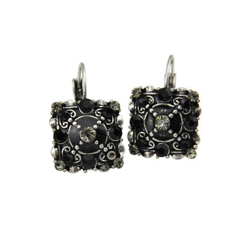 Vintage Square-shaped Crystal Rhinestones Statement Clip Earrings