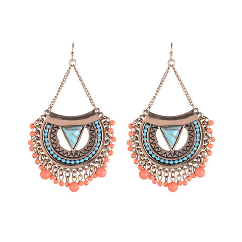 Hot New European Designer Alloy Beads Vintage Big Drop Boho Earrings