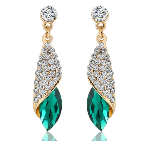Luxury Brand Crystal Earrings Rhinestone Water Drop Elegant Charm