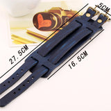 Retro Double Button Wide Leather Bracelets Punk Bracelet Woman Men Fine Jewelry
