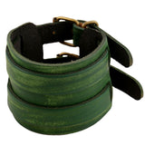 Retro Double Button Wide Leather Bracelets Punk Bracelet Woman Men Fine Jewelry