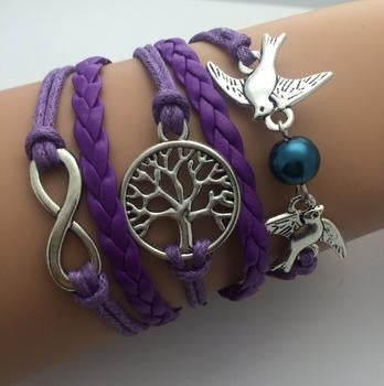 Vintage  Fashion Women Jewelry Leather Double Infinite Multilayer Bracelets