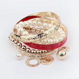 New Style Exquisite Hollow Bracelet Bangle Coins Pearl Bead Charm Bangle