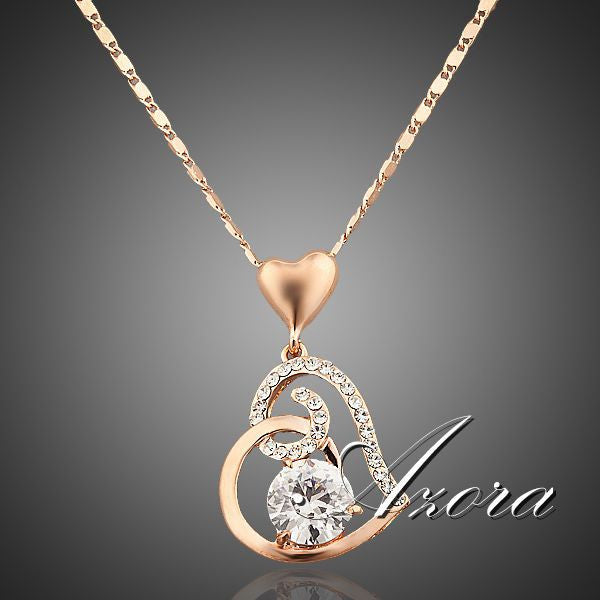 18K Real Gold Plated SWA ELEMENTS Crystals Heart Pendant Necklace for Valentine's Day!