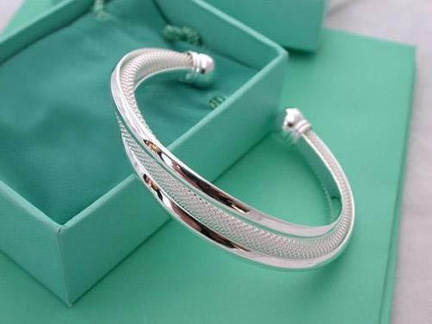 Edge Mesh Bangle 925 Sterling Silver fashion jewelry silver bangle bracelet