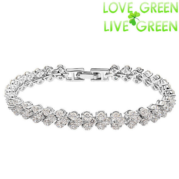 2014 high quality classic brand rome18K white gold Plated import zircon chain Bracelet