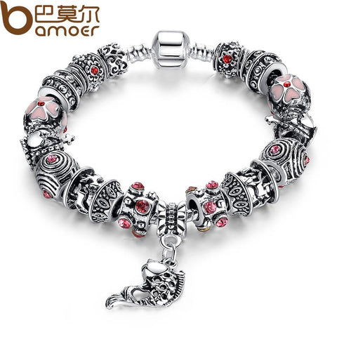 European Style Fish Charm Chamilia Bracelet 925 Tibetan Silver Murano Glass