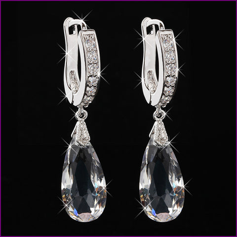 SI 18K Silver Plated Vintage Channel Water Drop Earrings